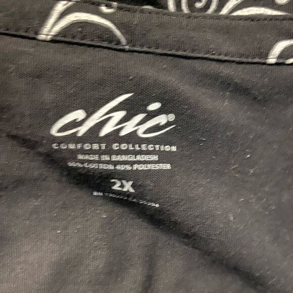 Chic Comfort Collection Black/White 3/4 sleeves tunic, size 2X - Picture 4 of 4